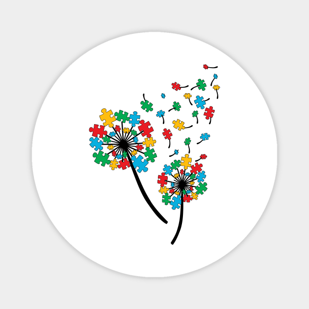 World Autism Awareness Dandelion Awesome Magnet by Terryeare